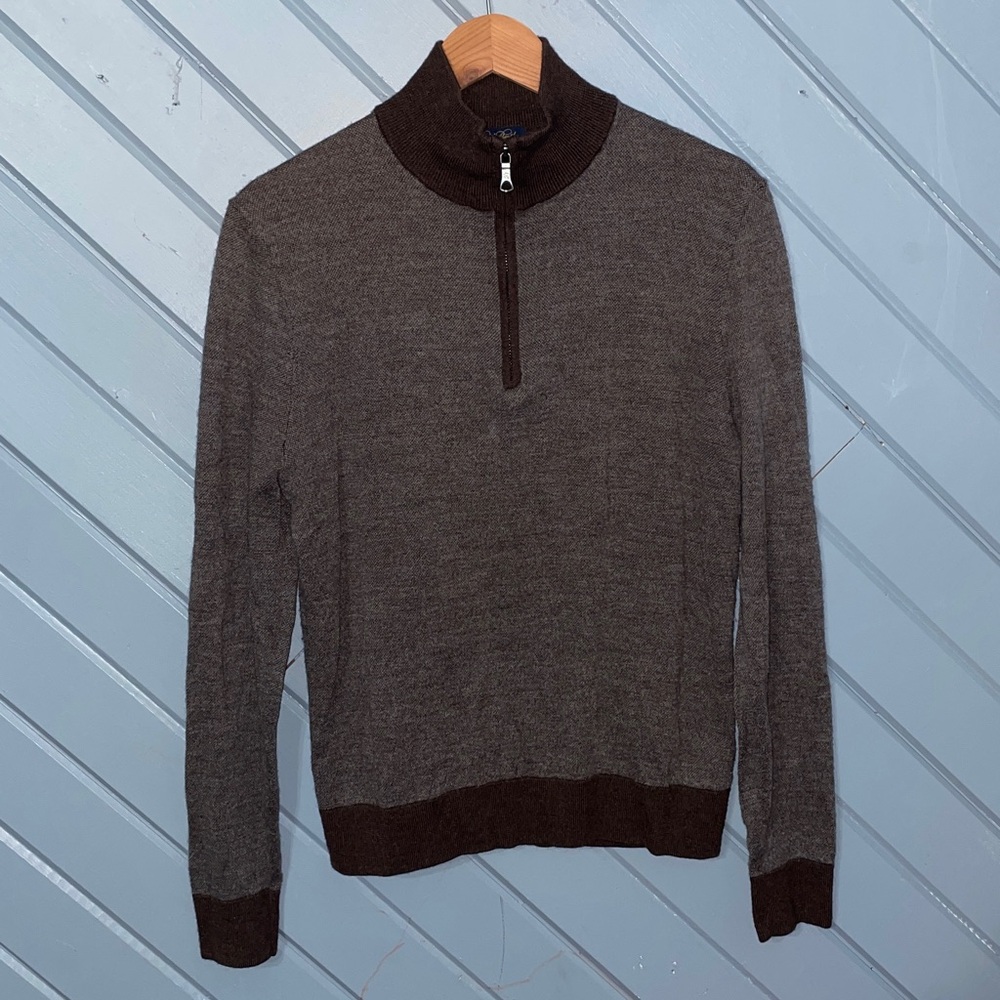 Brooks Brothers Dark Brown Merino Wool Pullover Sweater